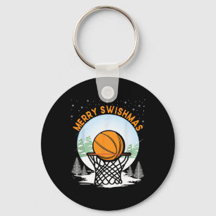 Merry Swishmas Fun Christmas Santa Bysketbyll Play Keychain