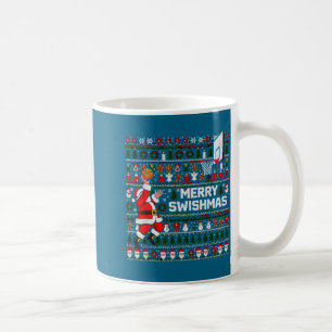 Merry Swishmas Santa Basketball Ugly Sweater Style Coffee Mug