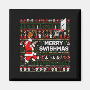 Merry Swishmas Santa Basketball Ugly Sweater Style Magnet