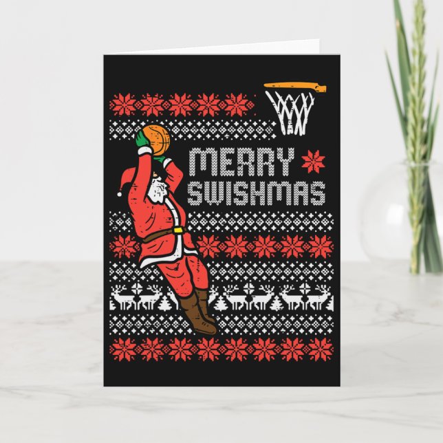 Merry Swishmas Sketll Ugly Christmas Xmas Men Boys Card (Front)