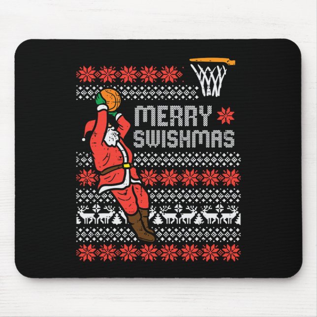 Merry Swishmas Sketll Ugly Christmas Xmas Men Boys Mouse Pad (Front)