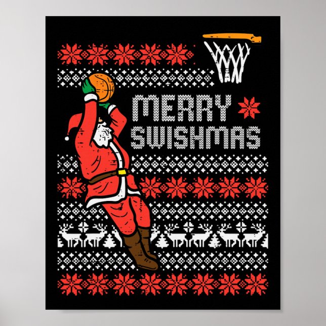 Merry Swishmas Sketll Ugly Christmas Xmas Men Boys Poster (Front)