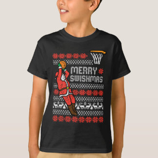 Merry Swishmas Sketll Ugly Christmas Xmas Men Boys T-Shirt