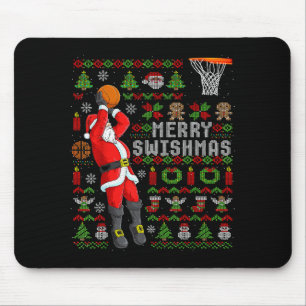 Merry Swishmas Ugly Christmas Basketball Christmas Mouse Pad