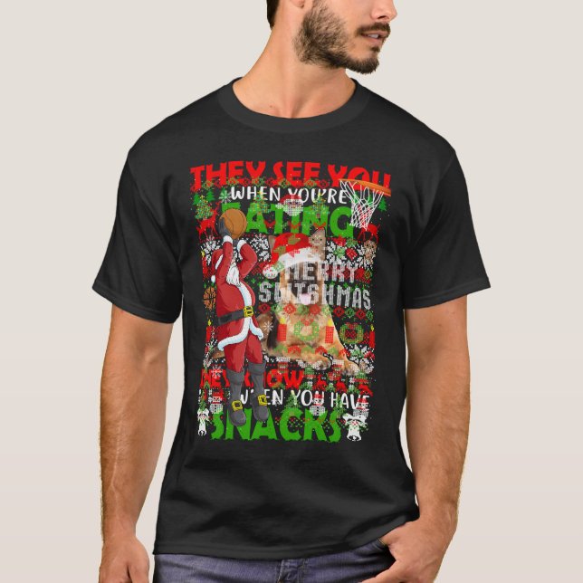 Merry Swishmas Ugly Christmas Basketball Christmas T-Shirt (Front)