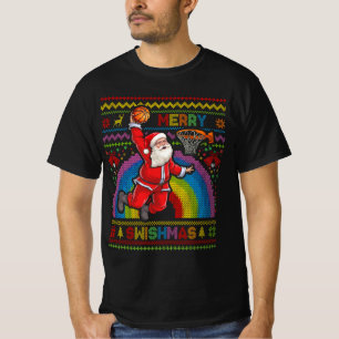 Merry Swishmas Ugly Christmas Basketball Santa Dun T-Shirt