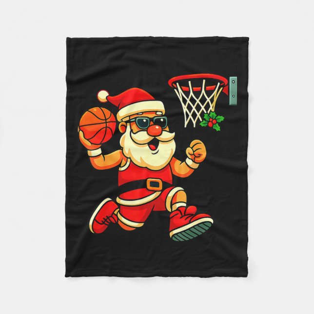 Merry Swishmas Ugly Christmas Sweater Basketball C Fleece Blanket (Front)