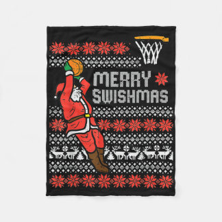 Merry Swishmas Ugly Christmas Sweater Sketll Pajam Fleece Blanket