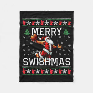 Merry Swishmas Ugly Funny Christmas Basketball Chr Fleece Blanket