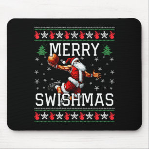 Merry Swishmas Ugly Funny Christmas Basketball Chr Mouse Pad