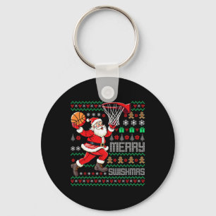 Merry Swishmas X-mas Sketll Ugly Christmas Sweater Keychain