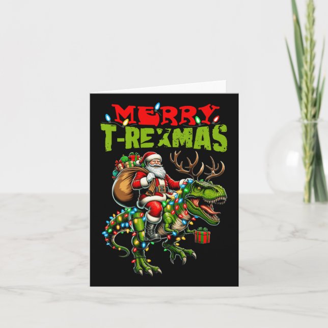 Merry T-rexmas Christmas Xmas T Rex Dinosaur Lover Card (Front)