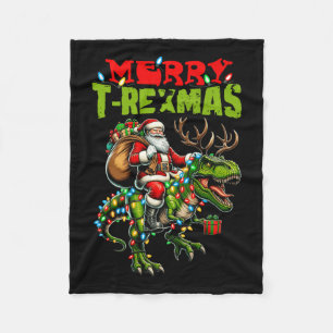 Merry T-rexmas Christmas Xmas T Rex Dinosaur Lover Fleece Blanket