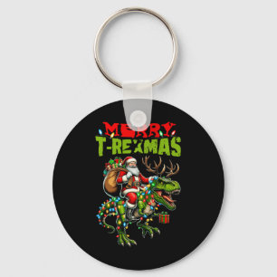 Merry T-rexmas Christmas Xmas T Rex Dinosaur Lover Keychain