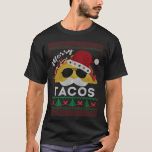 Merry Taco Santa Beard Ugly Christmas Mexican Food T-Shirt