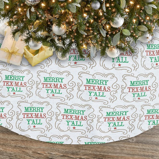 Merry Tex-Mas Y'all on White Brushed Polyester Tree Skirt (Creator Uploaded)