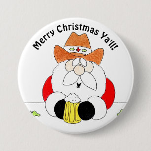 Merry Texas Christmas Ya'll Santa Christmas Button