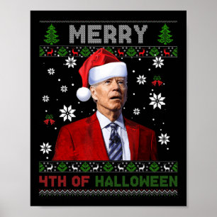 Merry th Of Halloween Fun Biden Ugly Christmas Poster