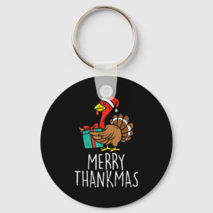 Merry Thankmas Santa Turkey Day Thanksgiving Chris Keychain
