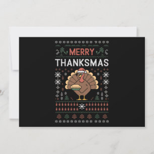 Merry Thanksmas Christmas Thanksgiving Turkey  Holiday Card