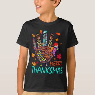 Merry Thanksmas Happy Thanksgiving Christmas Turke T-Shirt