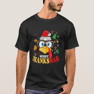 Merry Thanksmas Happy Thanksgiving Santa Turkey T  T-Shirt