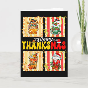 Merry Thanksmas Pumpkin Sce Latte Coffee Thanksgiv Card