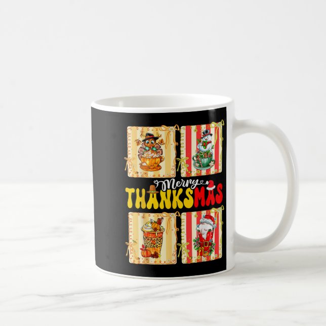 Merry Thanksmas Pumpkin Sce Latte Coffee Thanksgiv Coffee Mug (Right)