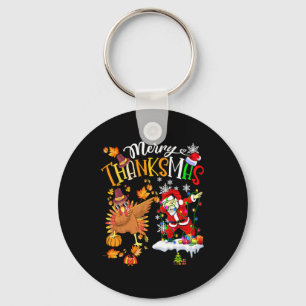 Merry Thanksmas Thanksgiving Christmas Keychain