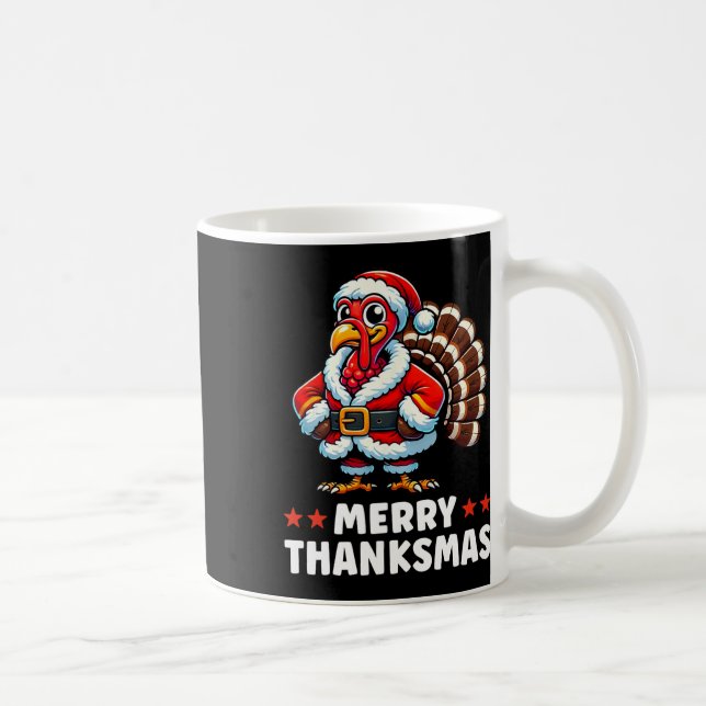 Merry Thanksmas Thanksgiving Turkey Xmas Funny  Coffee Mug (Right)