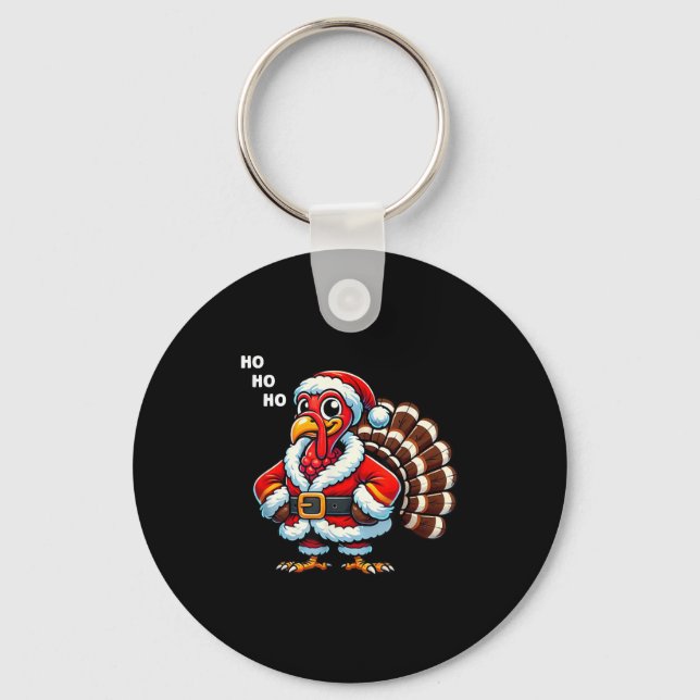 Merry Thanksmas Thanksgiving Turkey Xmas Funny Kid Keychain (Front)