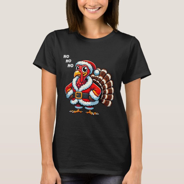 Merry Thanksmas Thanksgiving Turkey Xmas Funny Kid T-Shirt (Front)