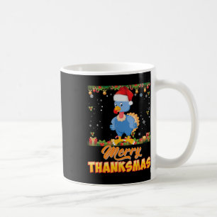 Merry Thanksmas Turkey Santa Elf Thanksgiving Chri Coffee Mug