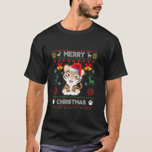 Merry Tiger Christmas Pajama Ugly Sweater Santa Ha