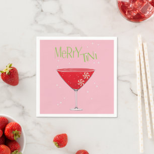 Merry-tini Merry Martini Holiday Cocktail Party Napkin