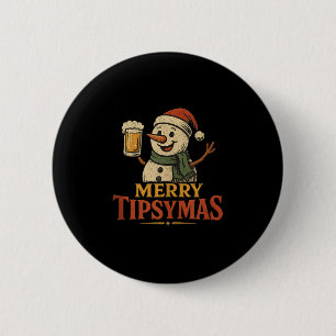 Merry Tipsymas Funny Vintage Snowman Holiday Desig 2 Inch Round Button