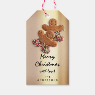 Merry To Holiday Gift Happy New Gingerbread Gold Tags