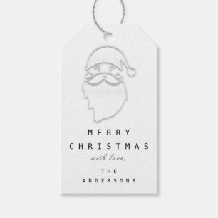 Merry To Name Holiday Christmas Silver Santa Gift Tags