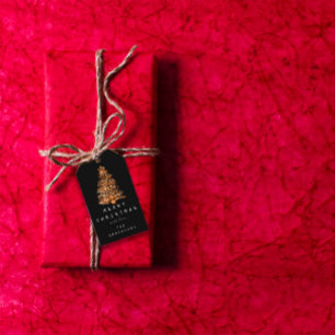 Merry To Name Holiday Christmas Tree Green Copper Gift Tags