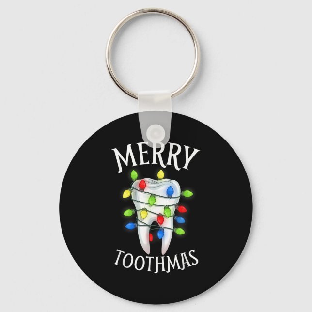 Merry Toothmas Christmas Light Molar Tooth Hygieni Keychain (Front)