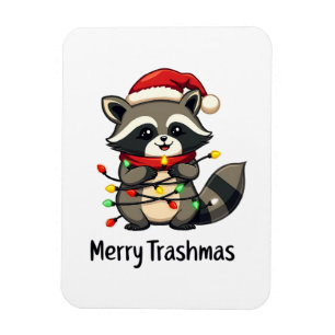 Merry Trashmas Funny Raccoon Christmas Holiday Magnet