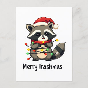Merry Trashmas Funny Raccoon Christmas Holiday  Postcard