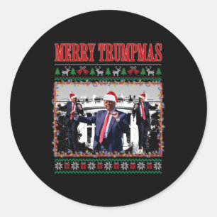 Merry Trumpmas Donald Trump Santa Family Xmas Ugly Classic Round Sticker