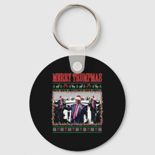 Merry Trumpmas Donald Trump Santa Family Xmas Ugly Keychain