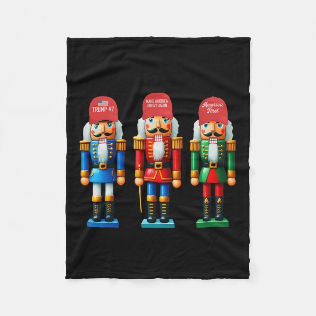 Merry Trumpmas Funny Nutcracker Making Memories To Fleece Blanket (Front)