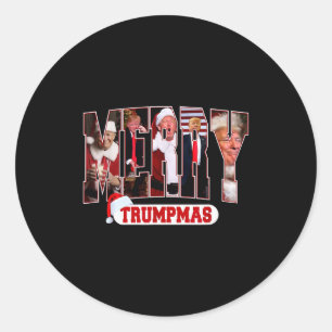 Merry Trumpmas Santa Trump Christmas Pajamas Funny Classic Round Sticker