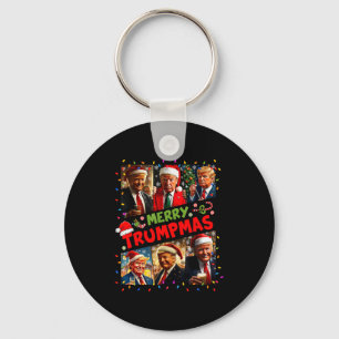 Merry Trumpmas Santa Trump Christmas Pajamas Funny Keychain