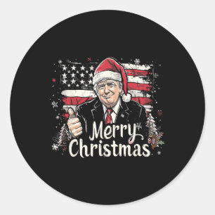 Merry Trumpmas Thankful Christmas Trump As Santa Classic Round Sticker