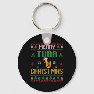 Merry Tuba Christmas Funny Tuba Player Ugly Xmas H Keychain