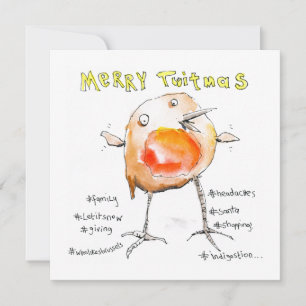 Merry Twitmas Christmas Robin Holiday Card
